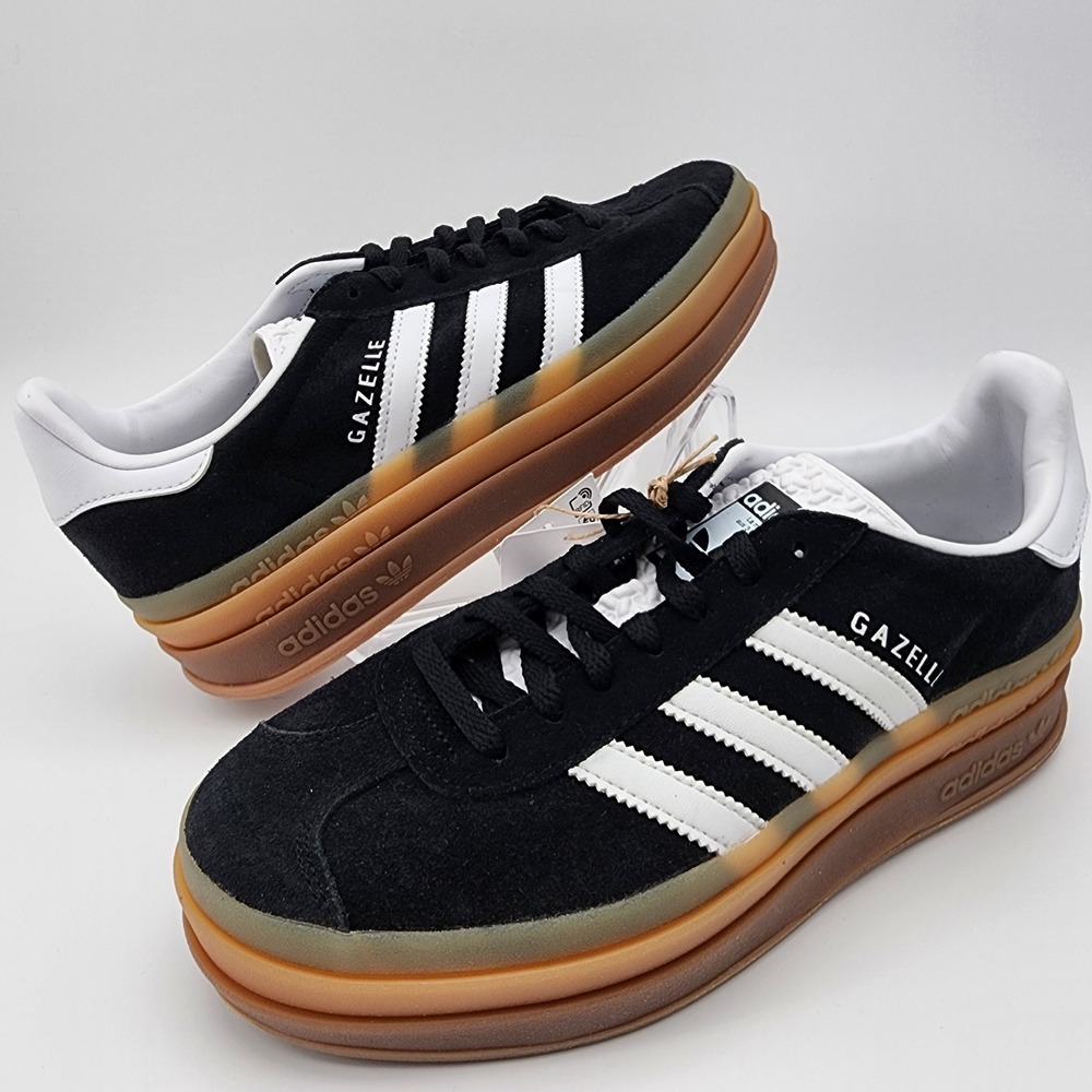 Adidas Gazelle Bold W Womens 7.5 Black White Gum Platform Sneakers NWB
